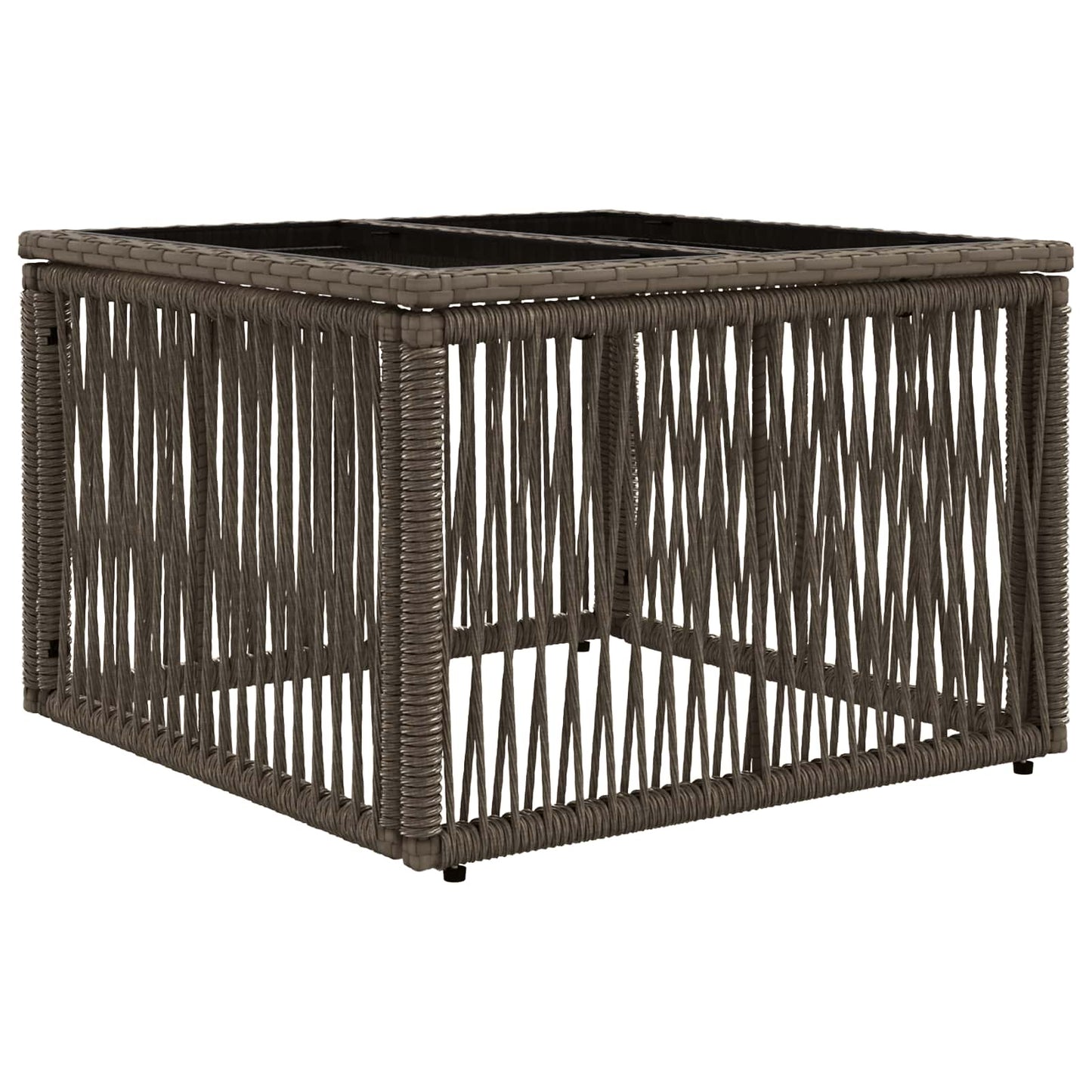 Garden Table Grey and Black 55 x 55 x 37 cm PE Rattan and Glass