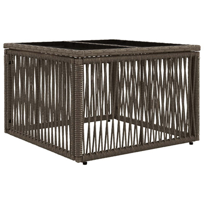 Garden Table Grey and Black 55 x 55 x 37 cm PE Rattan and Glass
