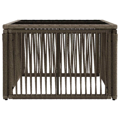 Garden Table Grey and Black 55 x 55 x 37 cm PE Rattan and Glass