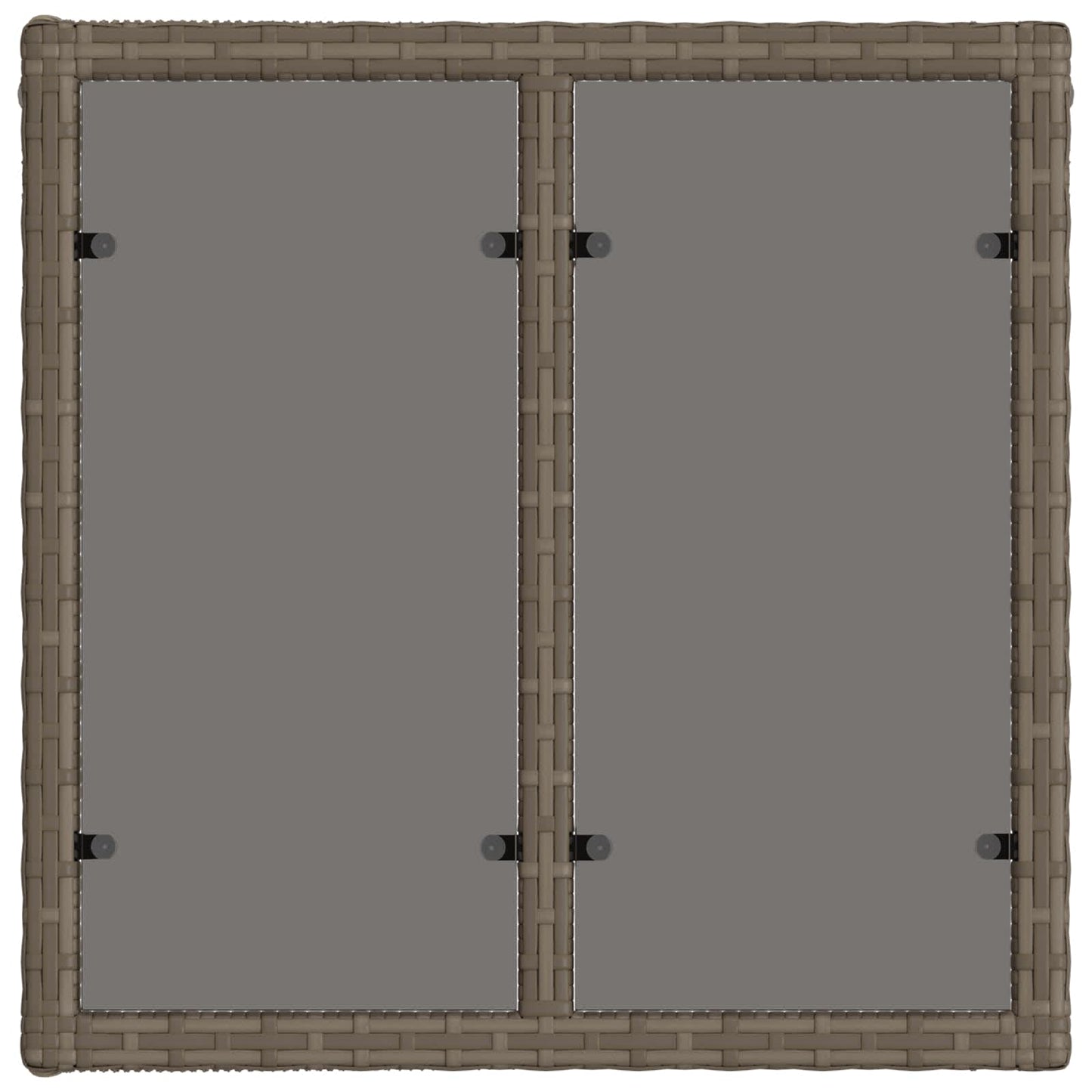 Garden Table Grey and Black 55 x 55 x 37 cm PE Rattan and Glass