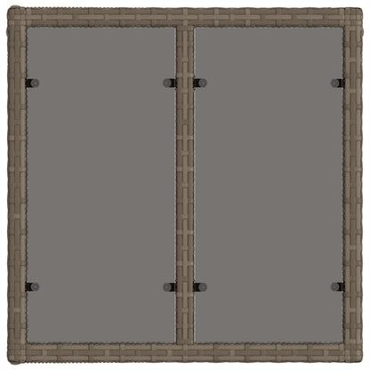 Garden Table Grey and Black 55 x 55 x 37 cm PE Rattan and Glass