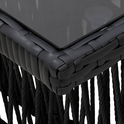 Garden Table Black 100 x 55 x 37 cm PE Rattan and Glass