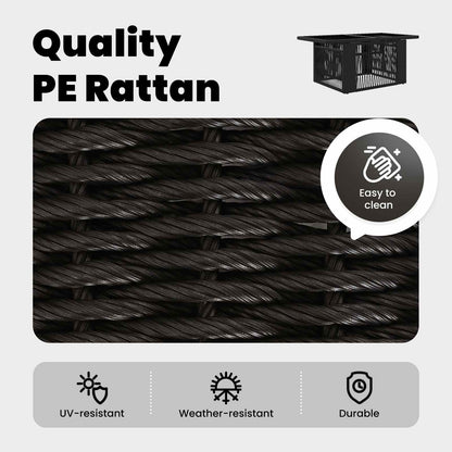 Garden Table Black 100 x 55 x 37 cm PE Rattan and Glass