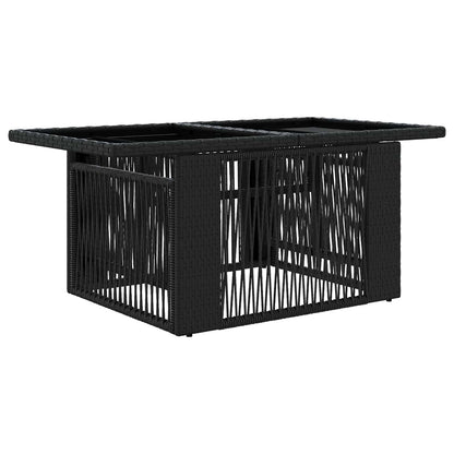 Garden Table Black 100 x 55 x 37 cm PE Rattan and Glass