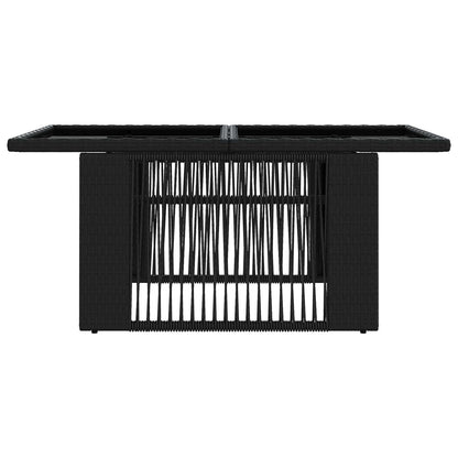 Garden Table Black 100 x 55 x 37 cm PE Rattan and Glass