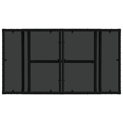 Garden Table Black 100 x 55 x 37 cm PE Rattan and Glass