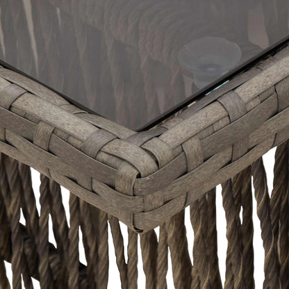 Garden Table Grey 100 x 55 x 37 cm PE Rattan and Glass