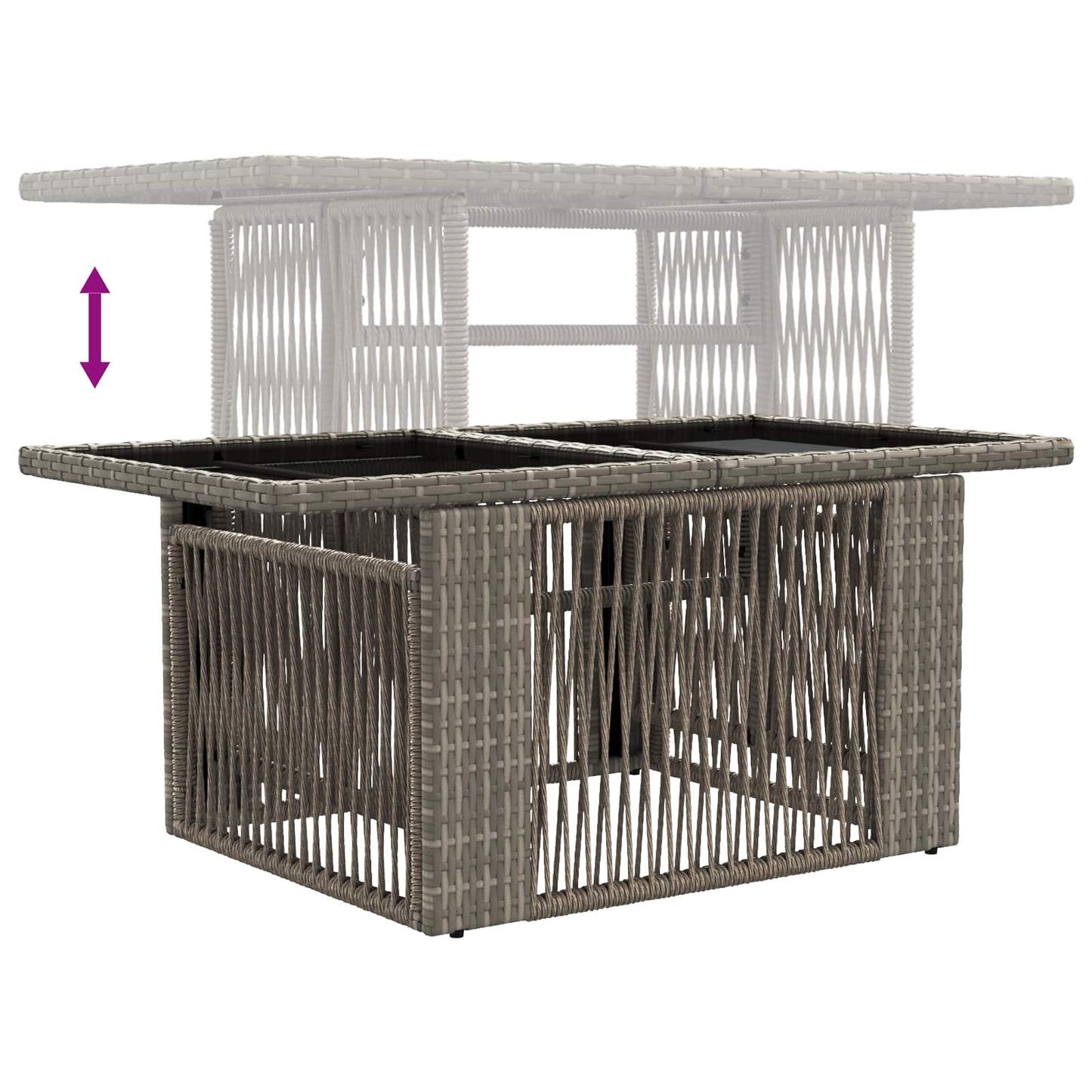 Garden Table Grey 100 x 55 x 37 cm PE Rattan and Glass