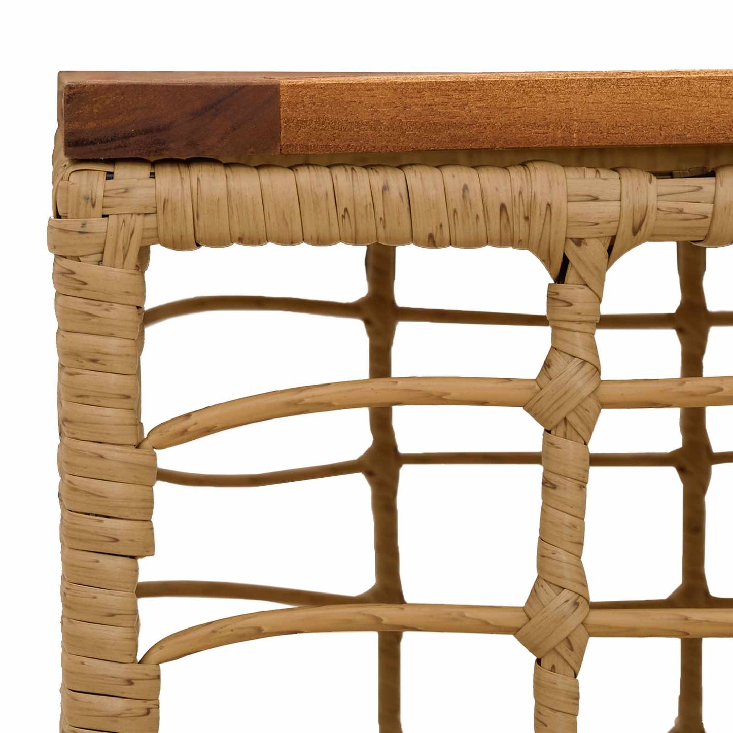 Garden Table Natural 55 x 55 x 37 cm PE Rattan and Glass