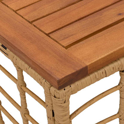 Garden Table Natural 55 x 55 x 37 cm PE Rattan and Glass