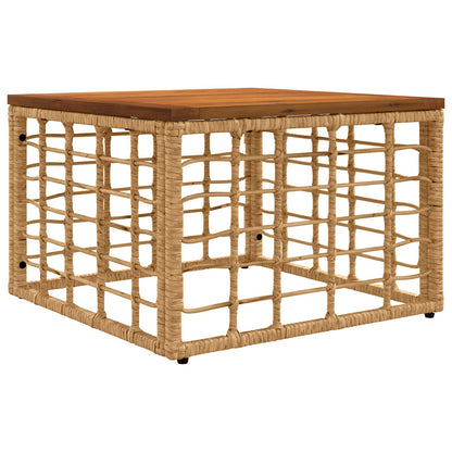 Garden Table Natural 55 x 55 x 37 cm PE Rattan and Glass