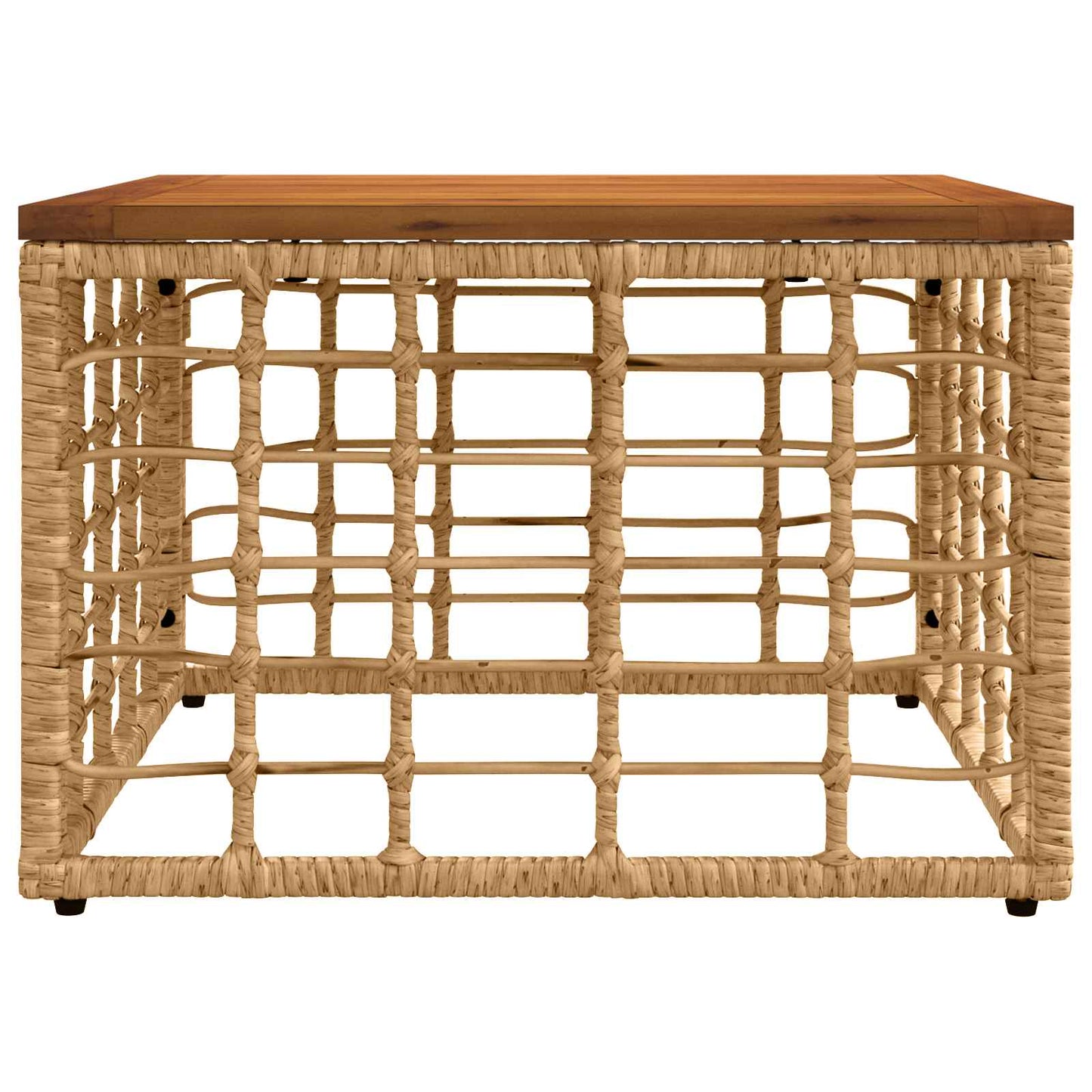 Garden Table Natural 55 x 55 x 37 cm PE Rattan and Glass