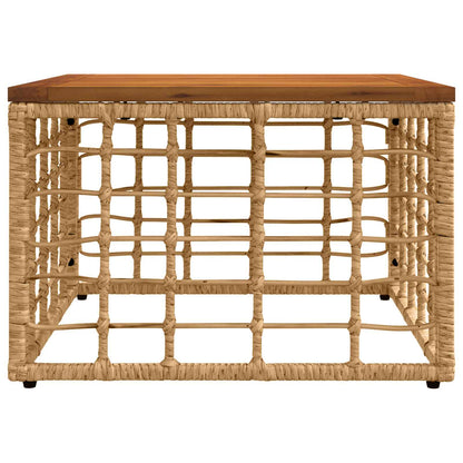 Garden Table Natural 55 x 55 x 37 cm PE Rattan and Glass
