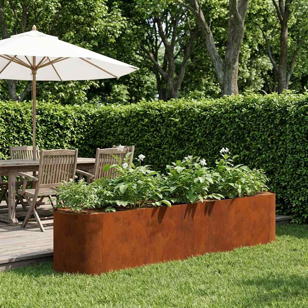 Raised Garden Bed Weathering Steel 200 x 40x 40 cm