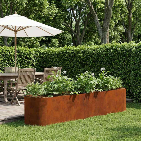 Raised Garden Bed Weathering Steel 200 x 40x 40 cm