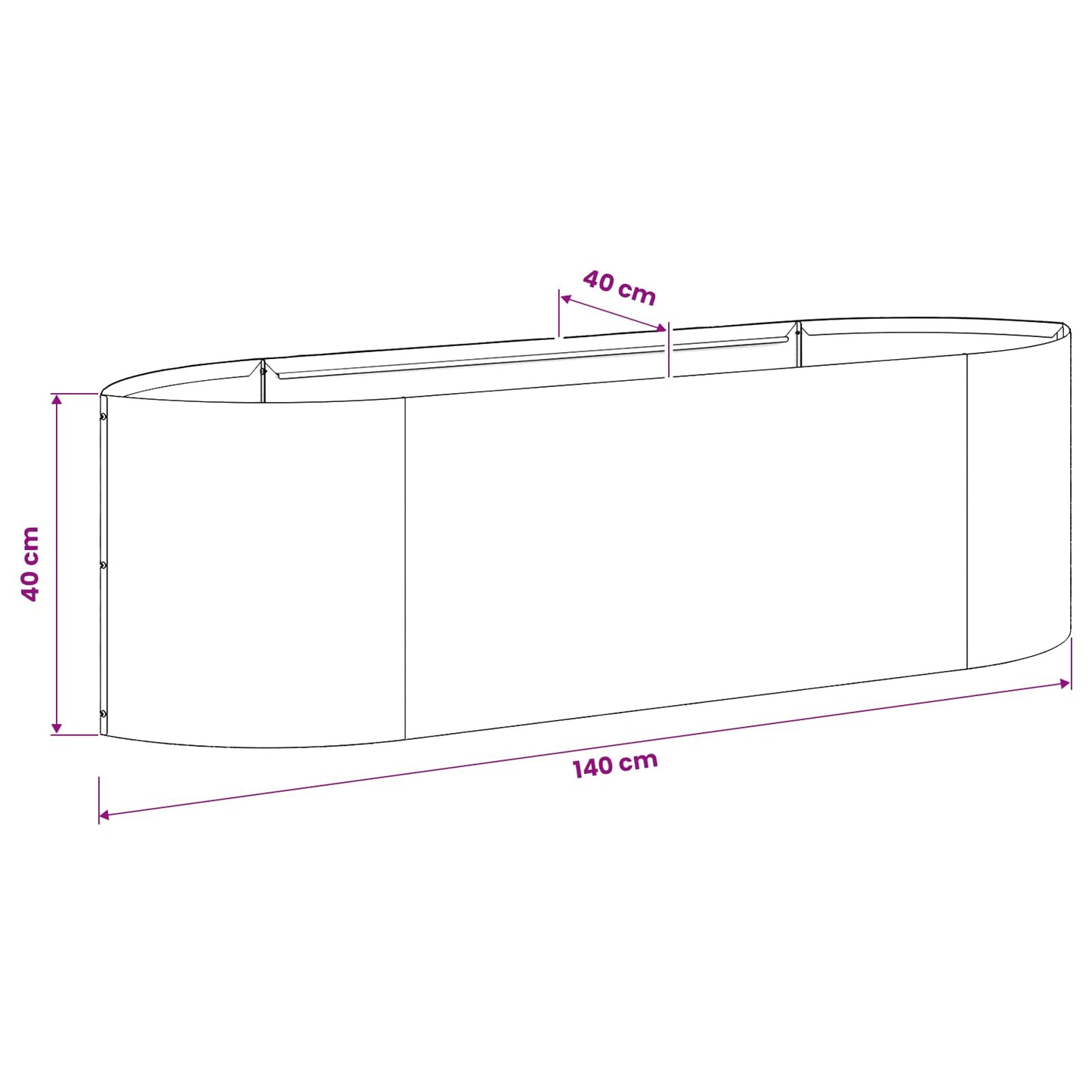 Raised Garden Bed Black 140 x 40x 40 cm Steel