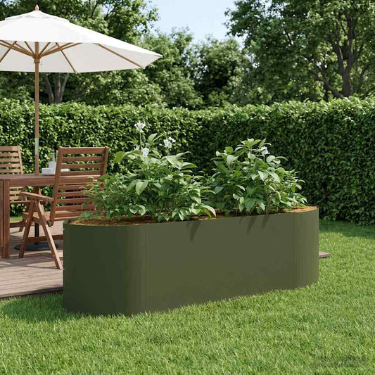Raised Garden Bed Olive Green 140 x 40x 40 cm Steel