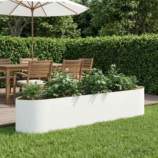 Raised Garden Bed White 220 x 40x 40 cm Steel