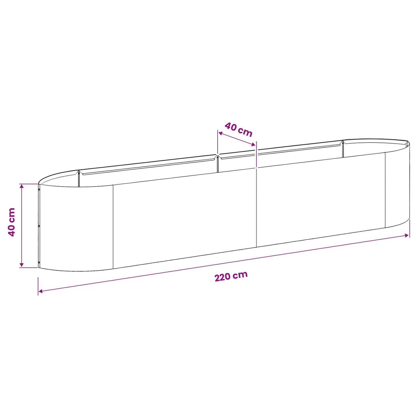 Raised Garden Bed Anthracite 220 x 40x 40 cm Steel
