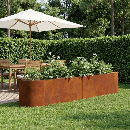 Raised Garden Bed Weathering Steel 220 x 40x 40 cm Steel