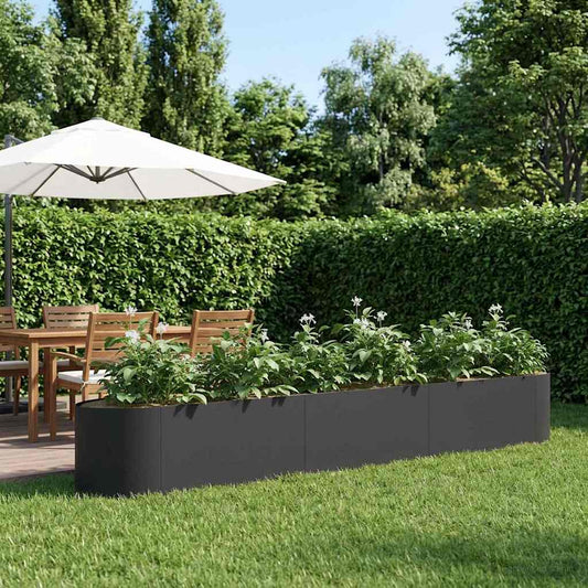 Raised Garden Bed Black 300 x 40x 40 cm Steel