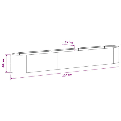 Raised Garden Bed White 300 x 40x 40 cm Steel