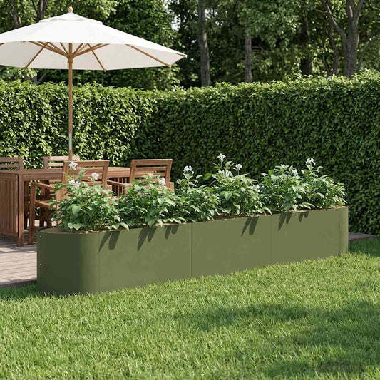 Raised Garden Bed Olive Green 300 x 40x 40 cm Steel