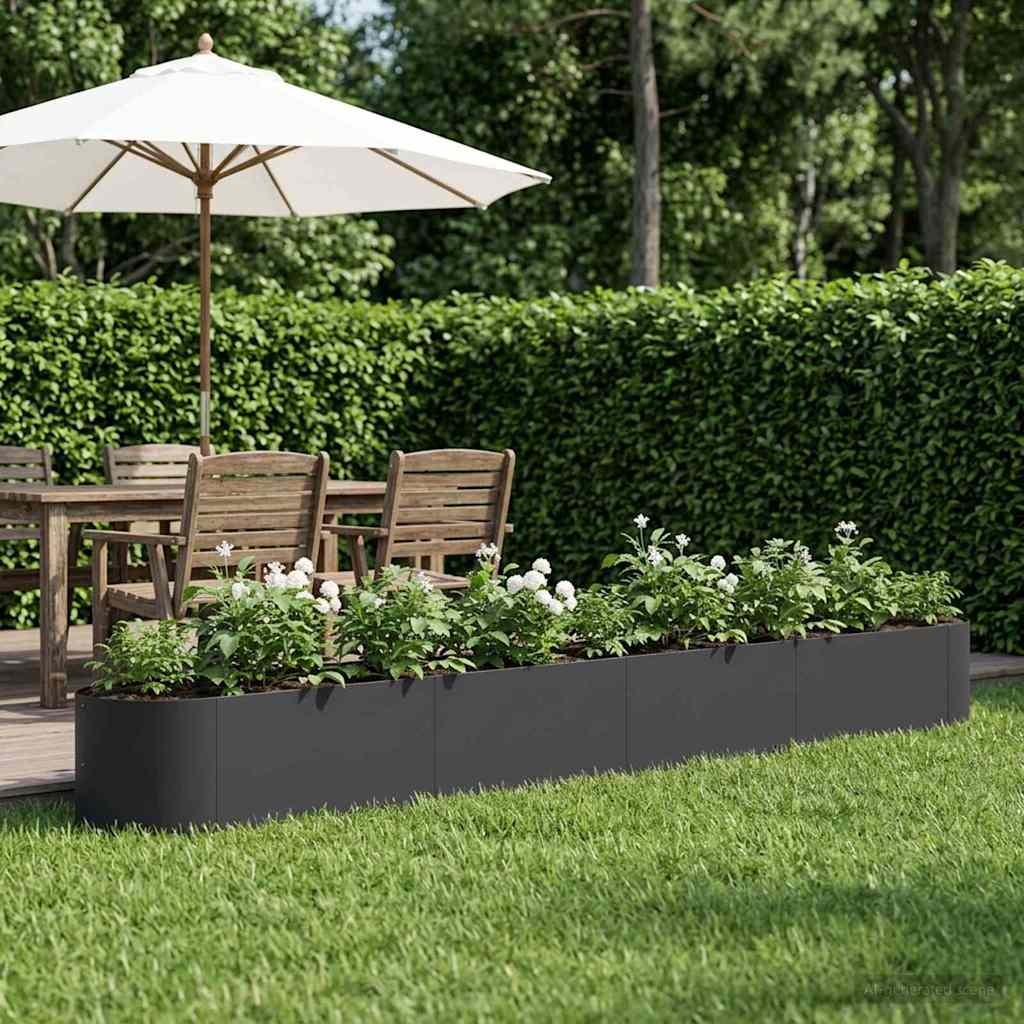 Raised Garden Bed Black 380 x 40x 40 cm Steel