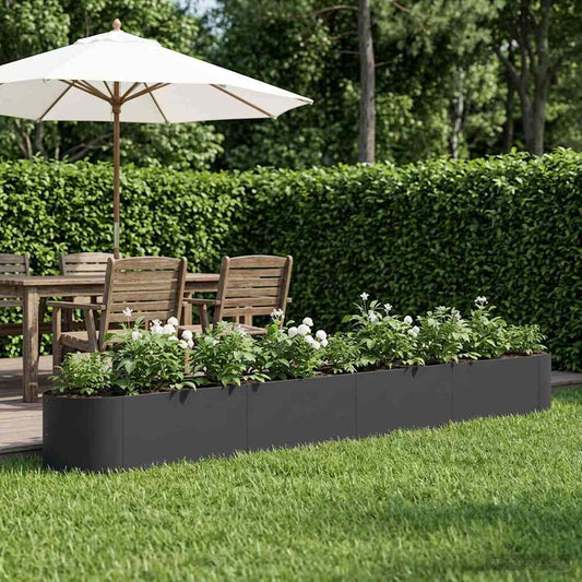 Raised Garden Bed Black 380 x 40x 40 cm Steel