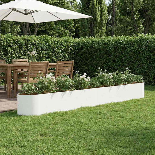 Raised Garden Bed White 380 x 40x 40 cm Steel