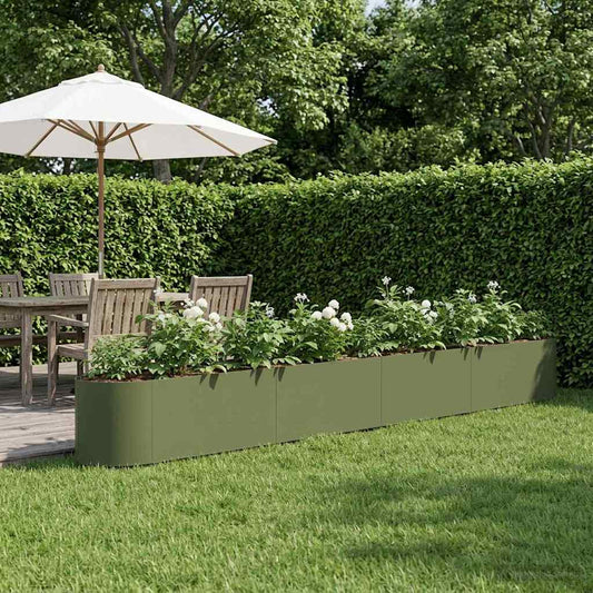 Raised Garden Bed Olive Green 380 x 40x 40 cm Steel