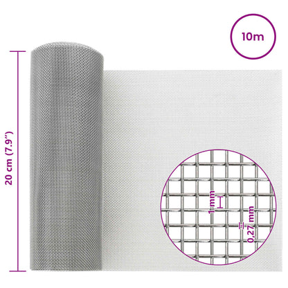 Mesh Screen 20 x 1000 cm 20 Mesh Stainless Steel 201 Silver