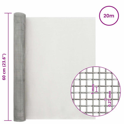 Mesh Screen 60 x 2000 cm 20 Mesh Stainless Steel 201 Silver