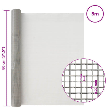Mesh Screen 80 x 500 cm 20 Mesh Stainless Steel 201 Silver