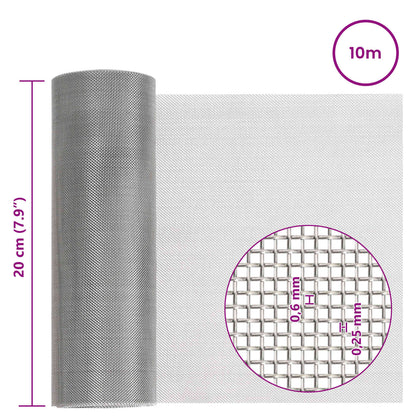 Mesh Screen 20 x 1000 cm 30 Mesh Stainless Steel 201 Silver