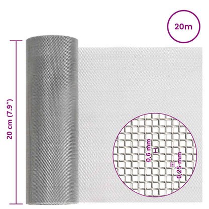 Mesh Screen 20 x 2000 cm 30 Mesh Stainless Steel 201 Silver