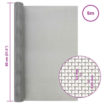Mesh Screen 80 x 500 cm 30 Mesh Stainless Steel 201 Silver