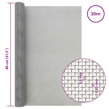 Mesh Screen 80 x 2000 cm 30 Mesh Stainless Steel 201 Silver