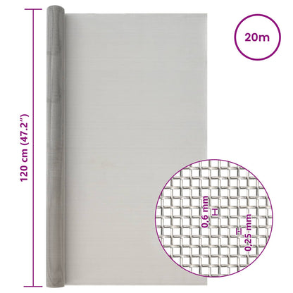 Mesh Screen 120 x 2000 cm 30 Mesh Stainless Steel 201 Silver