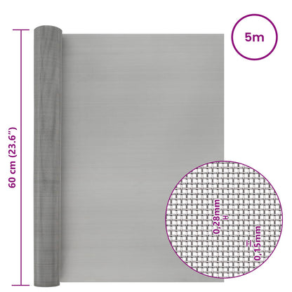 Mesh Screen 60 x 500 cm 60 Mesh Stainless Steel 201 Silver