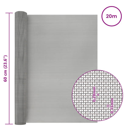 Mesh Screen 60 x 2000 cm 60 Mesh Stainless Steel 201 Silver