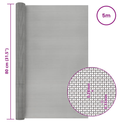 Mesh Screen 80 x 500 cm 60 Mesh Stainless Steel 201 Silver