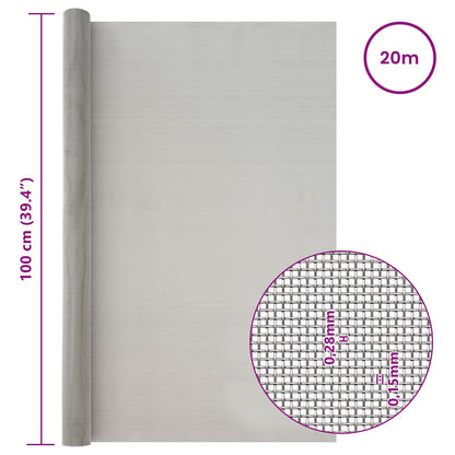 Mesh Screen 100 x 2000 cm 60 Mesh Stainless Steel 201 Silver