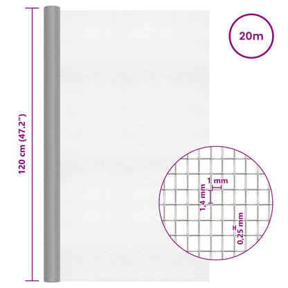 Mesh Screen 120 x 2000 cm 18 Mesh Stainless Steel 201 Silver