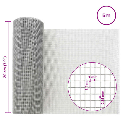 Mesh Screen 20 x 500 cm 18 Mesh Stainless Steel 201 Silver