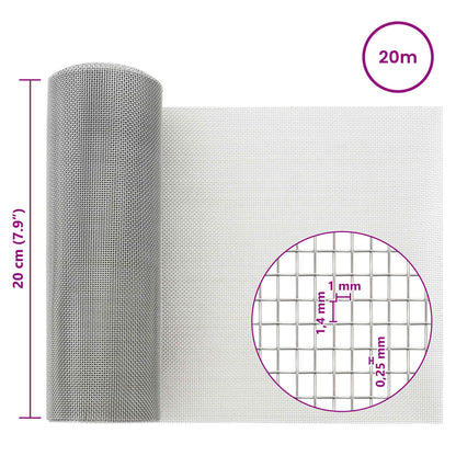 Mesh Screen 20 x 2000 cm 18 Mesh Stainless Steel 201 Silver