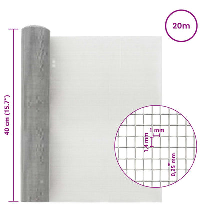 Mesh Screen 40 x 2000 cm 18 Mesh Stainless Steel 201 Silver