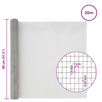 Mesh Screen 80 x 2000 cm 18 Mesh Stainless Steel 201 Silver