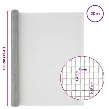 Mesh Screen 100 x 2000 cm 18 Mesh Stainless Steel 201 Silver