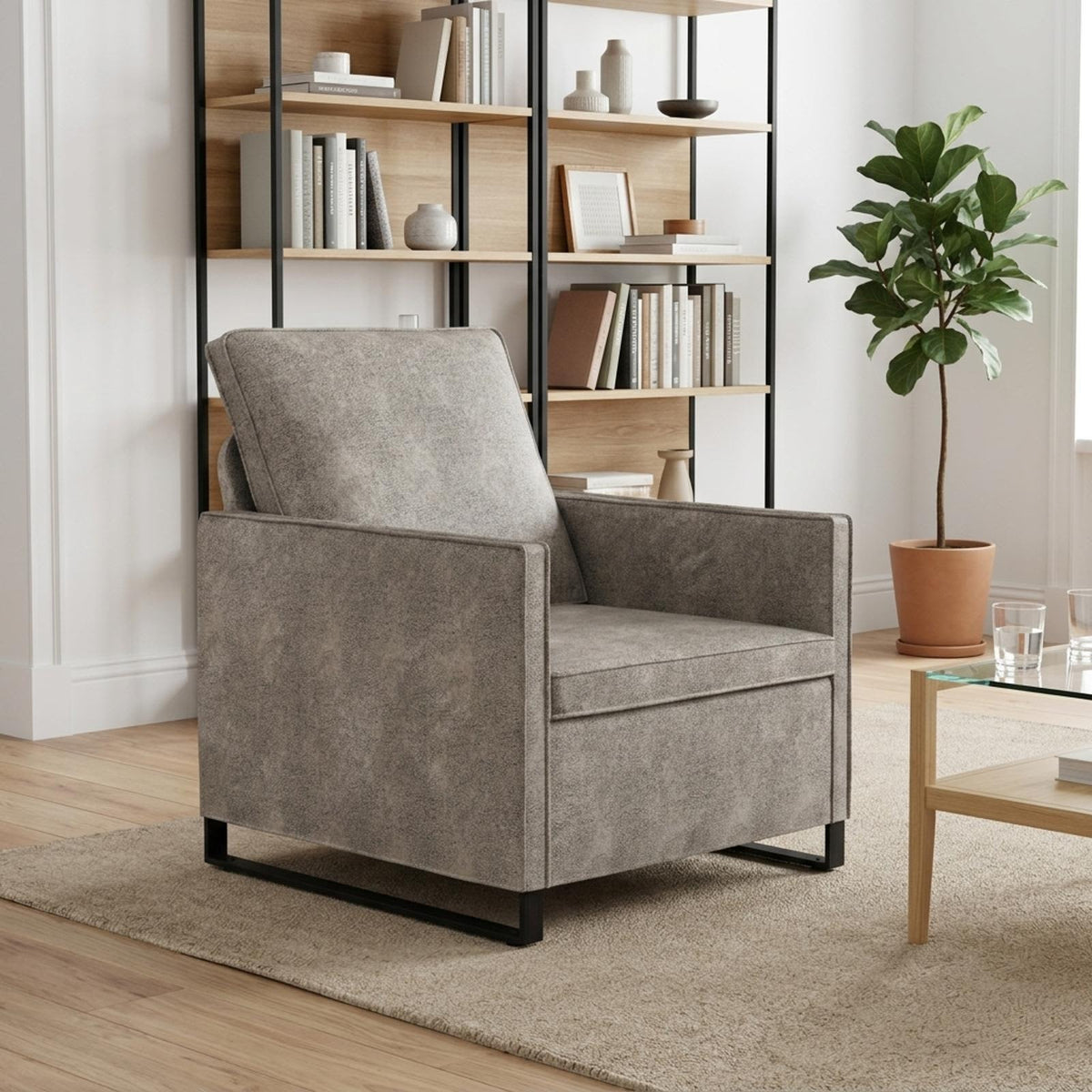 Armchair Light Grey 70 x 81 x 82 cm Faux Suede Fabric